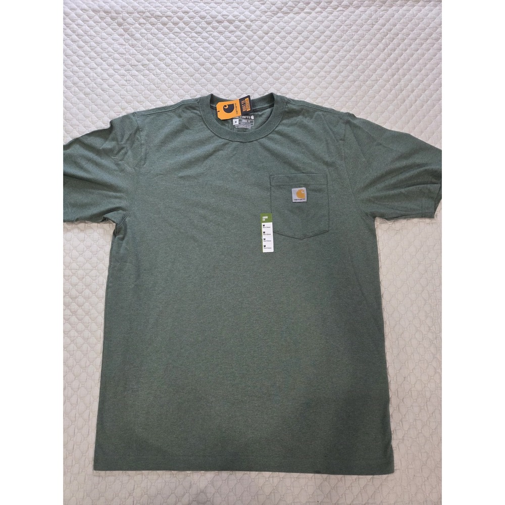 Carhartt K87 Mens Loose Fit Heavyweight Short Sleeve Pocket T-Shirt Green M NWT